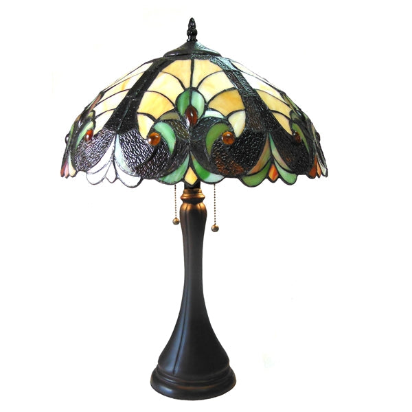 22" x 16" Amber Victorian Stained Glass Table Lamp