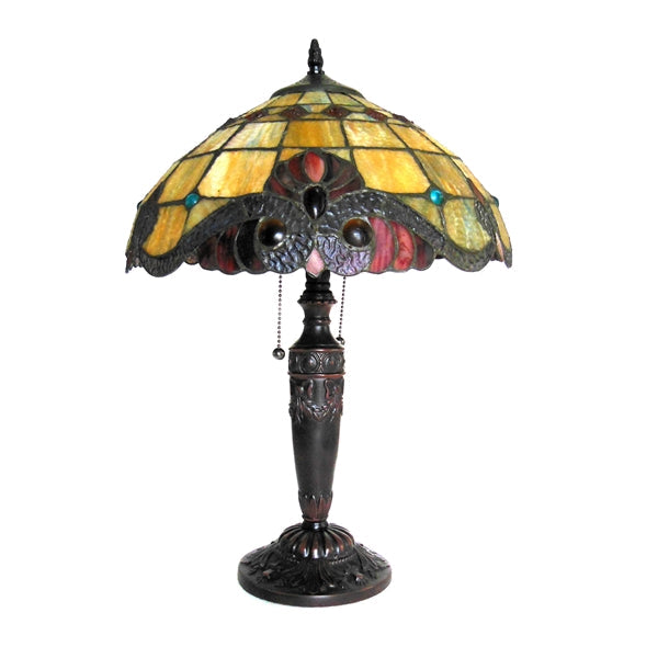 20.25" x 14.5" Amber Victorian Stained Glass Table Lamp