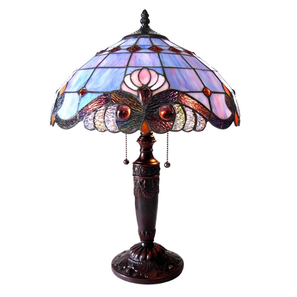 20.25" x 14.5" Blue Victorian Stained Glass Table Lamp