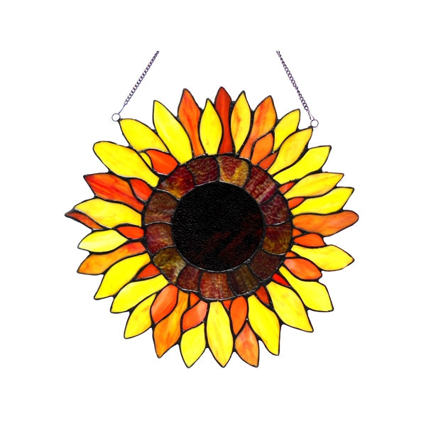 Sunflower Stained Glass Window Suncatcher – 16 in.
