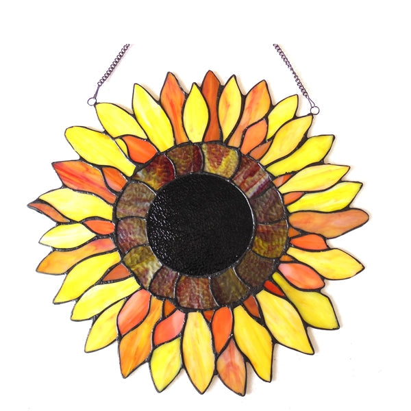 Sunflower Stained Glass Window Suncatcher – 16 in.