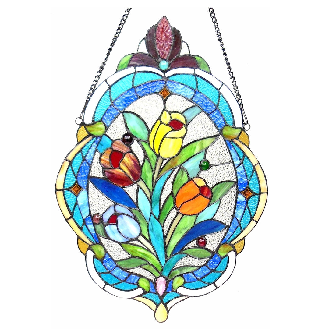 Tulip Stained Glass Window Panel – 15.5 x 22.5 in.