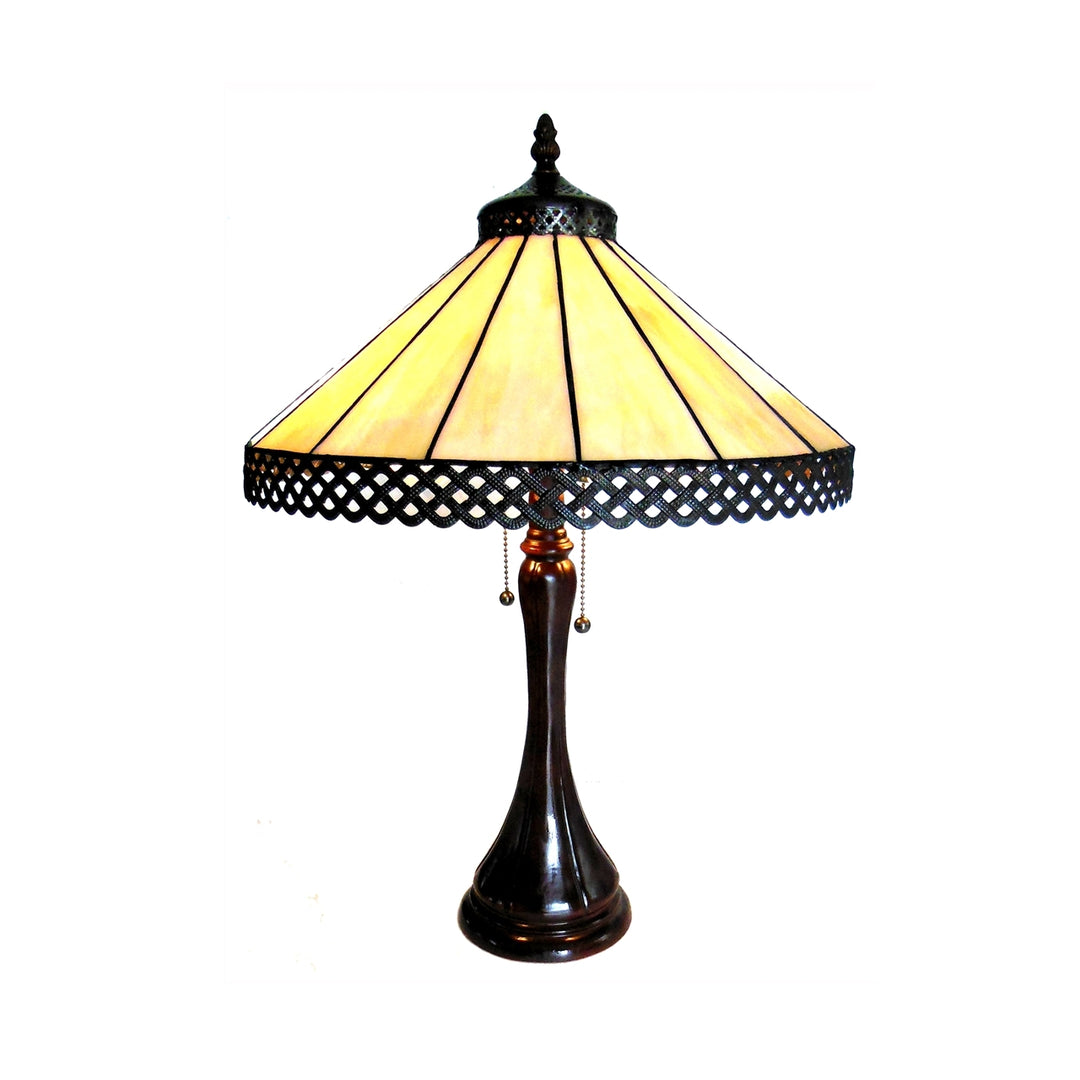23" x 16" Amber Mission-Style Stained Glass Table Lamp