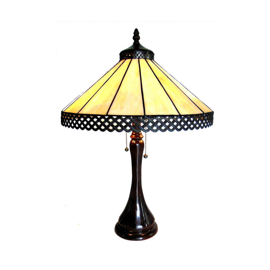 23" x 16" Amber Mission-Style Stained Glass Table Lamp