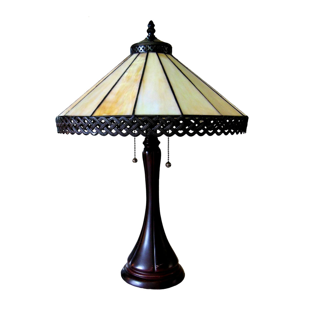 23" x 16" Amber Mission-Style Stained Glass Table Lamp