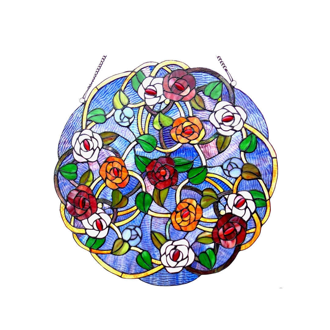 24" x 24" Rose Garden Stained Glass Window Panel
