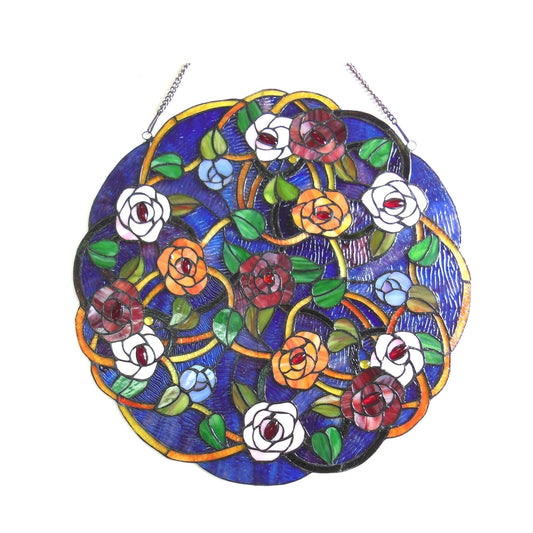 24" x 24" Rose Garden Stained Glass Window Panel
