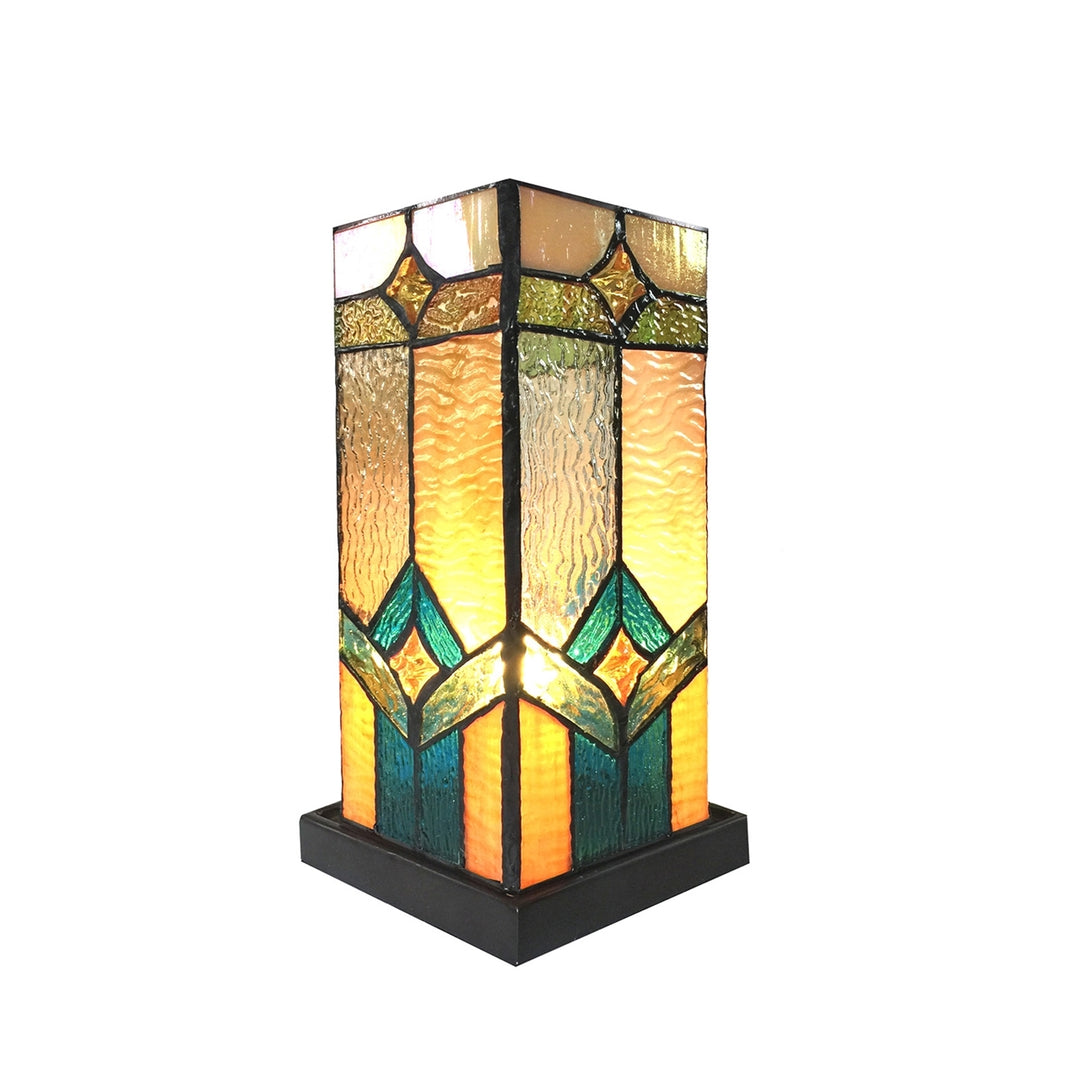 11" x 5.5" Mission-Style Stained Glass Accent Table Lamp