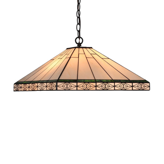 7.9" x 17.9" Mission-Style Geometric Stained Glass Ceiling Pendant