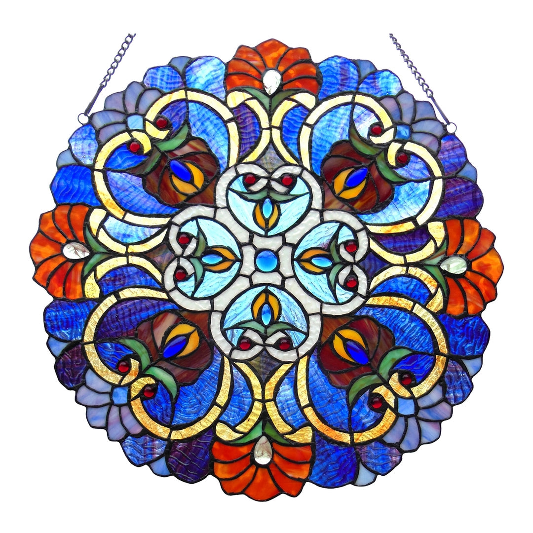 20.5" x 20.5" Victorian Round Stained Glass Window Panel