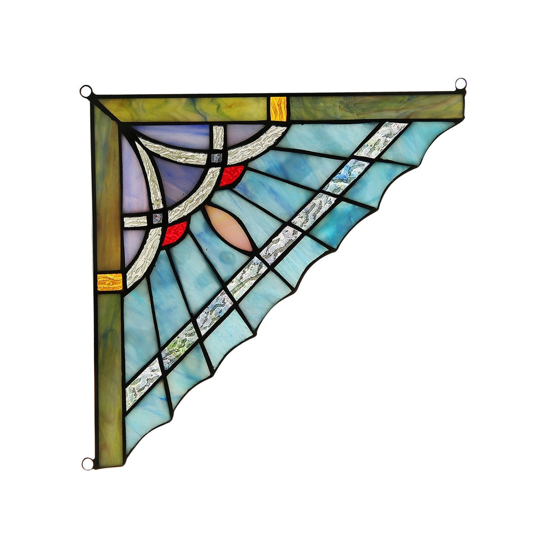 9.8" x 9.8" Mission-Style Stained Glass Corner Panel
