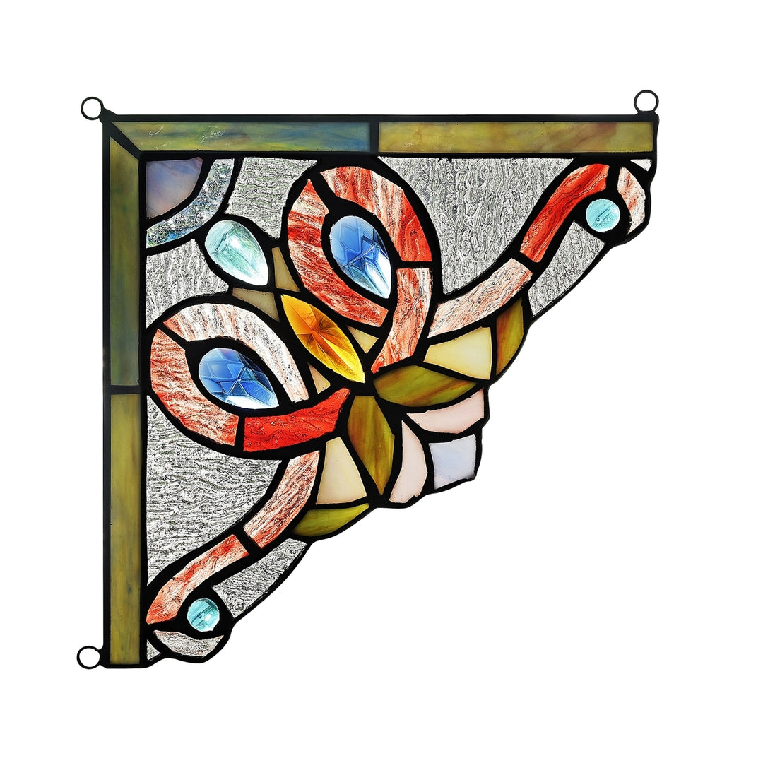 7.9" x 7.9" Victorian Stained Glass Corner Panel