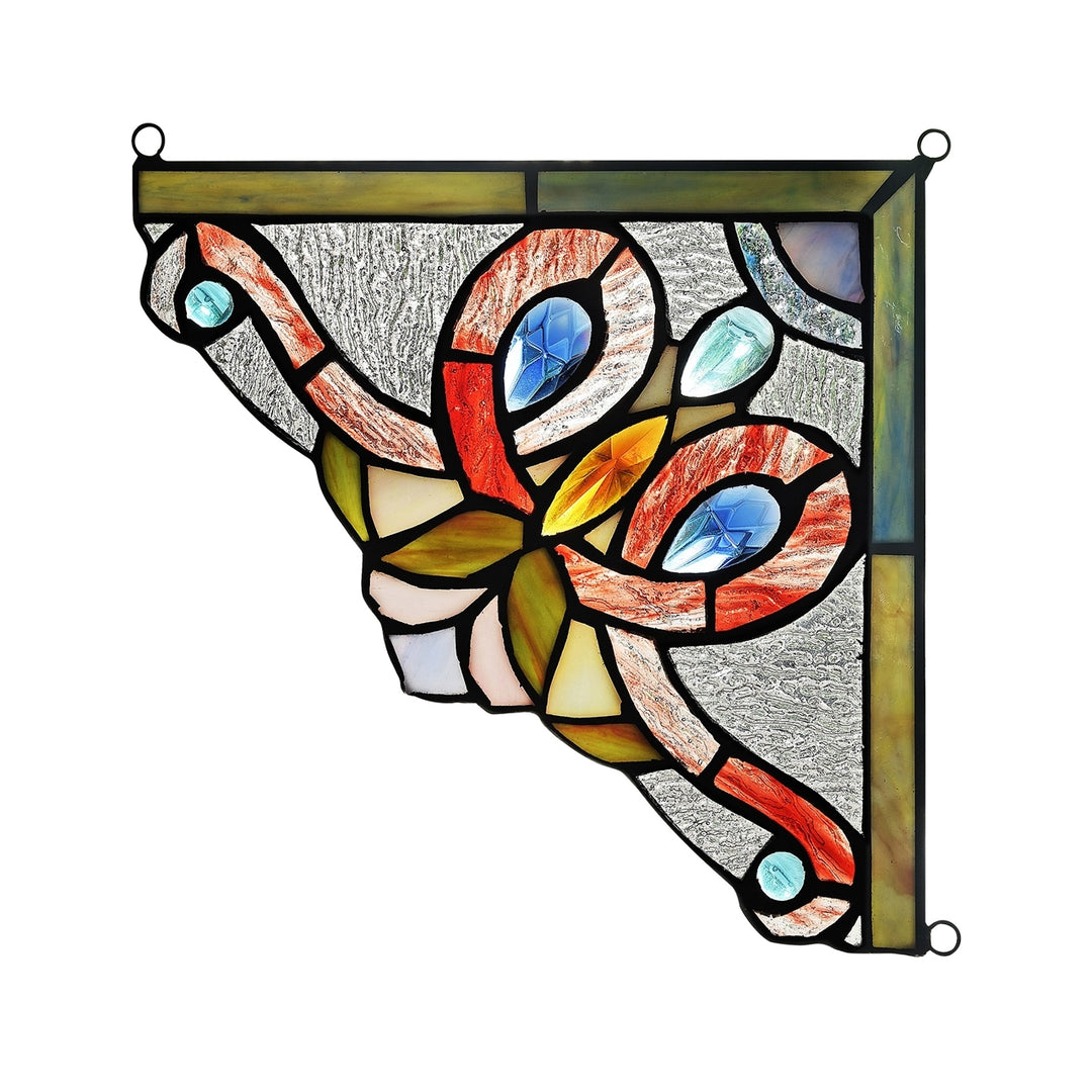 7.9" x 7.9" Victorian Stained Glass Corner Panel