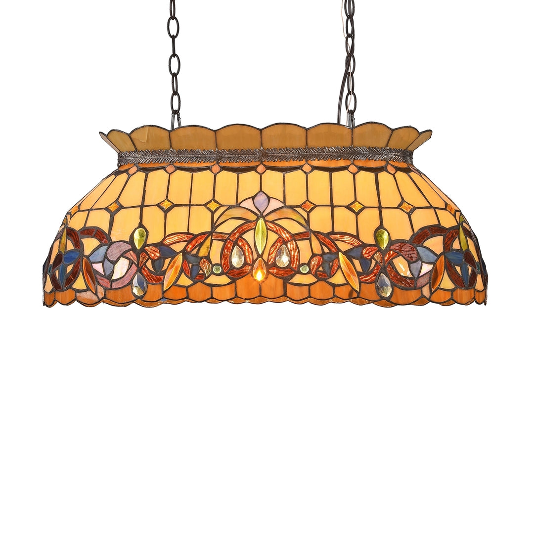 59" x 27.6" Victorian Stained Glass 3-Light Island Pendant