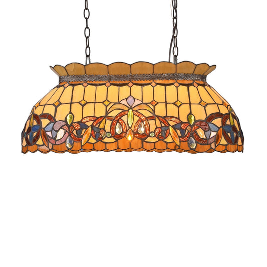 59" x 27.6" Victorian Stained Glass 3-Light Island Pendant