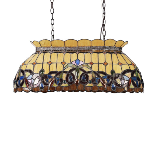 59" x 27.6" Victorian Stained Glass 3-Light Island Pendant