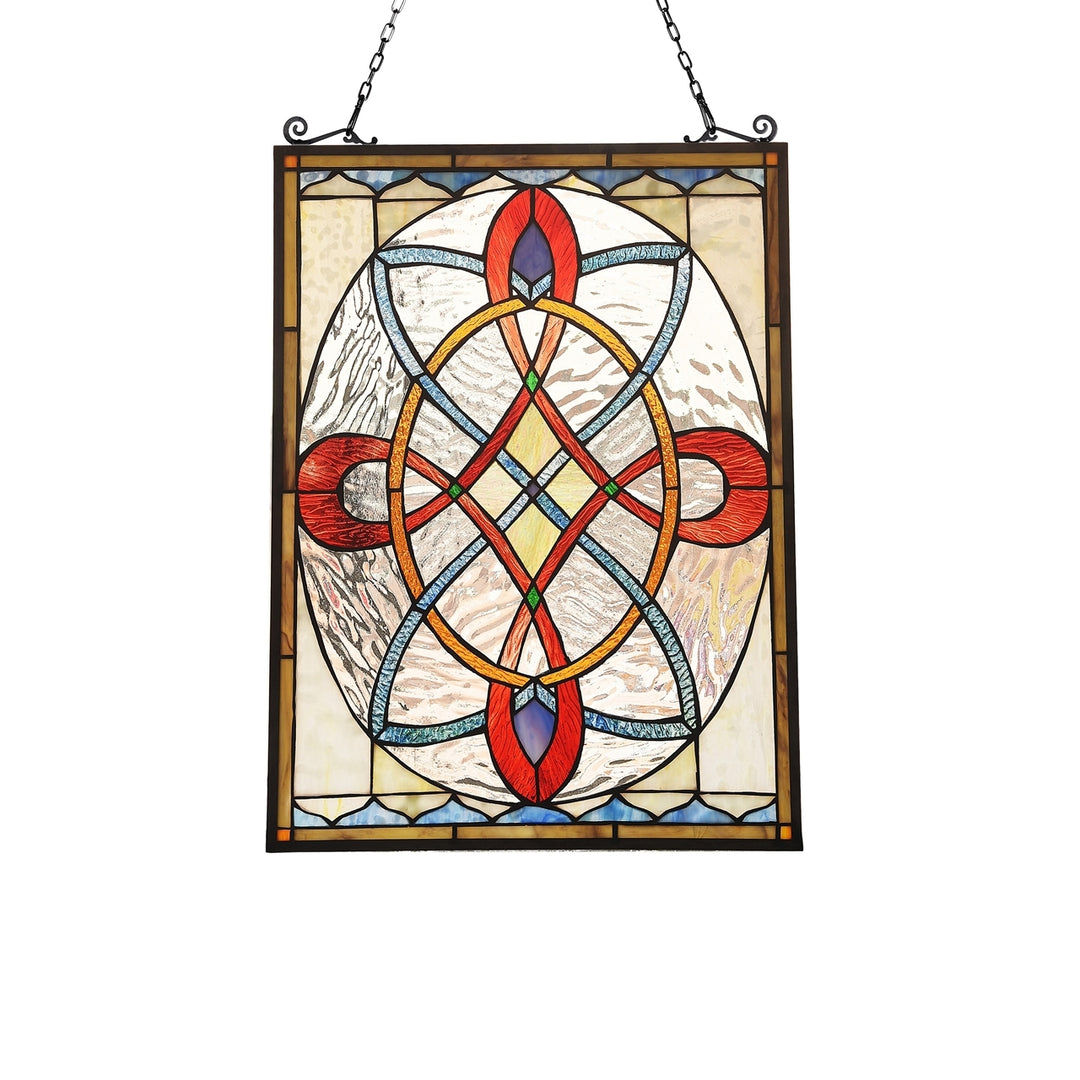 24.6" x 17.7" Victorian Geometric Stained Glass Window Panel