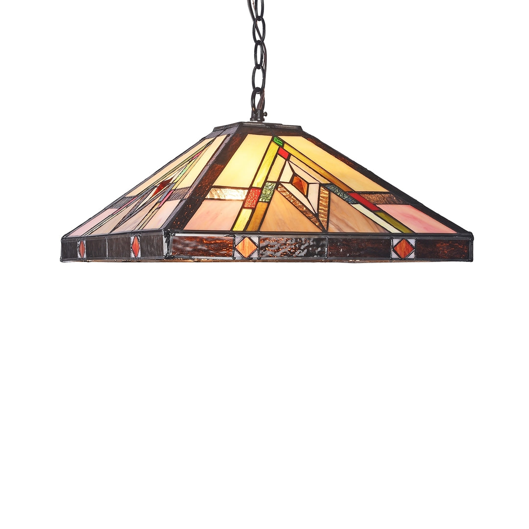 67.2" x 16.1" Mission-Style Stained Glass 2-Light Ceiling Pendant