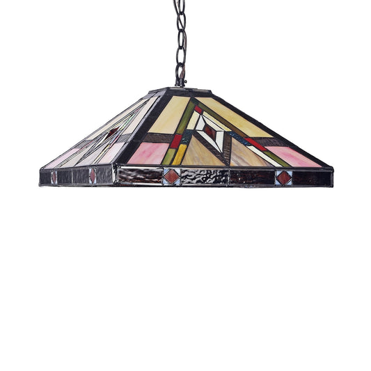 67.2" x 16.1" Mission-Style Stained Glass 2-Light Ceiling Pendant