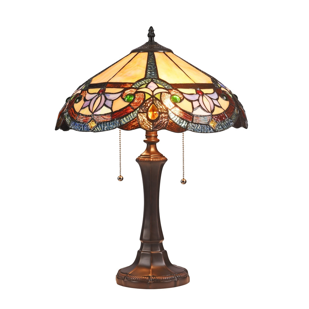 21.9" x 16.1" Victorian Floral Stained Glass Table Lamp