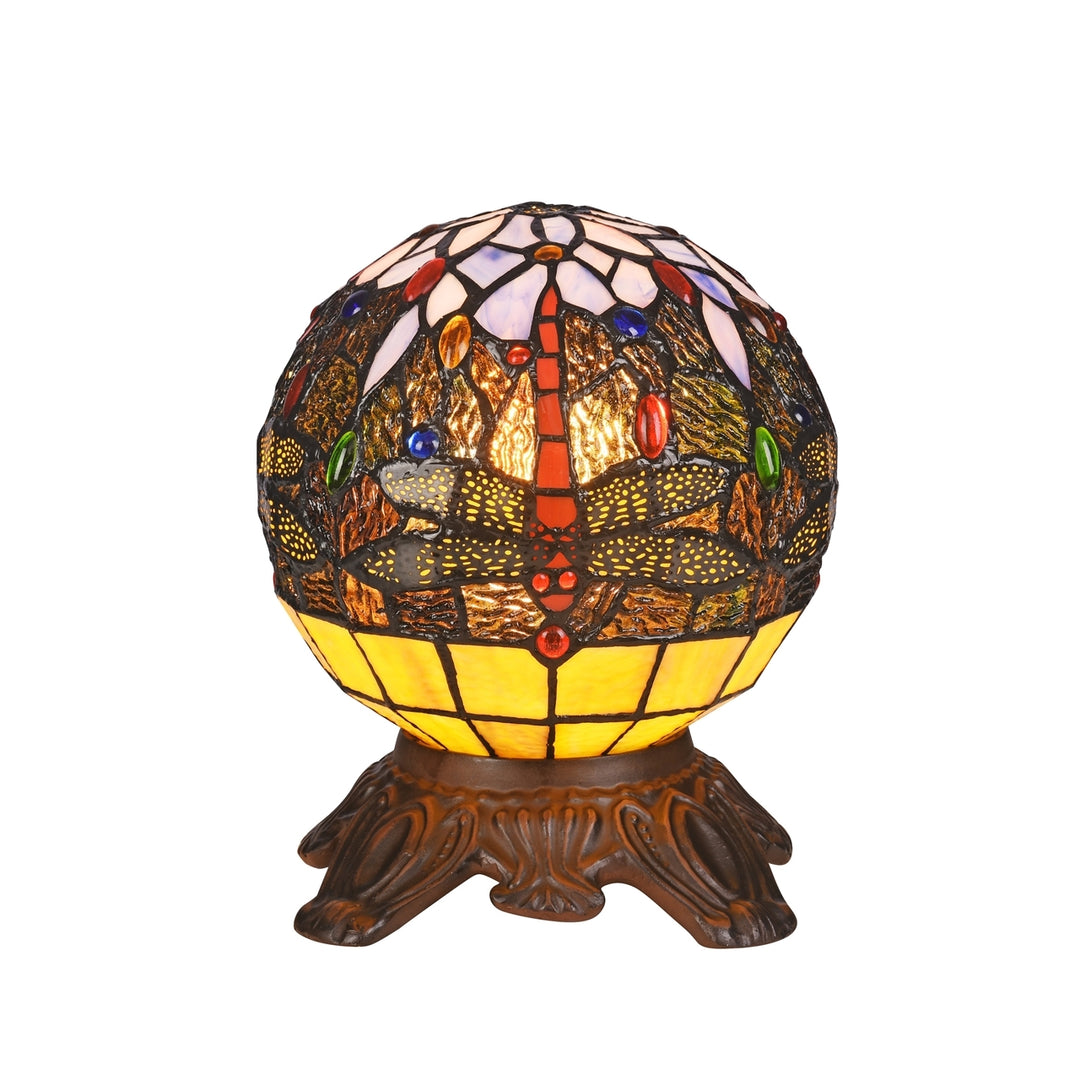 10.1" x 8.26" Dragonfly Stained Glass Globe Accent Lamp
