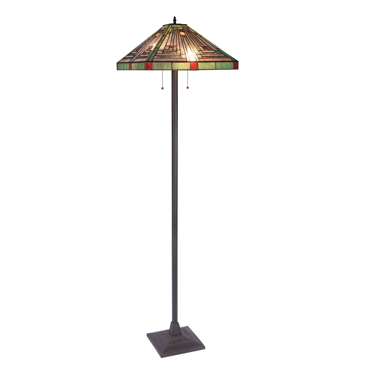 65.6" Antique Vintage Style Stained Glass Mission Floor Lamp