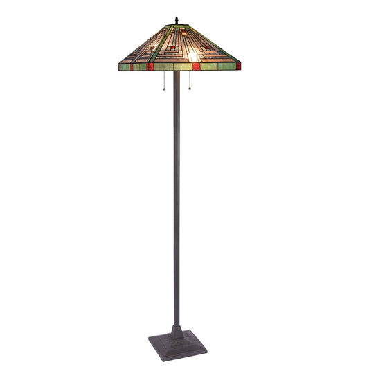 65.6" Antique Vintage Style Stained Glass Mission Floor Lamp