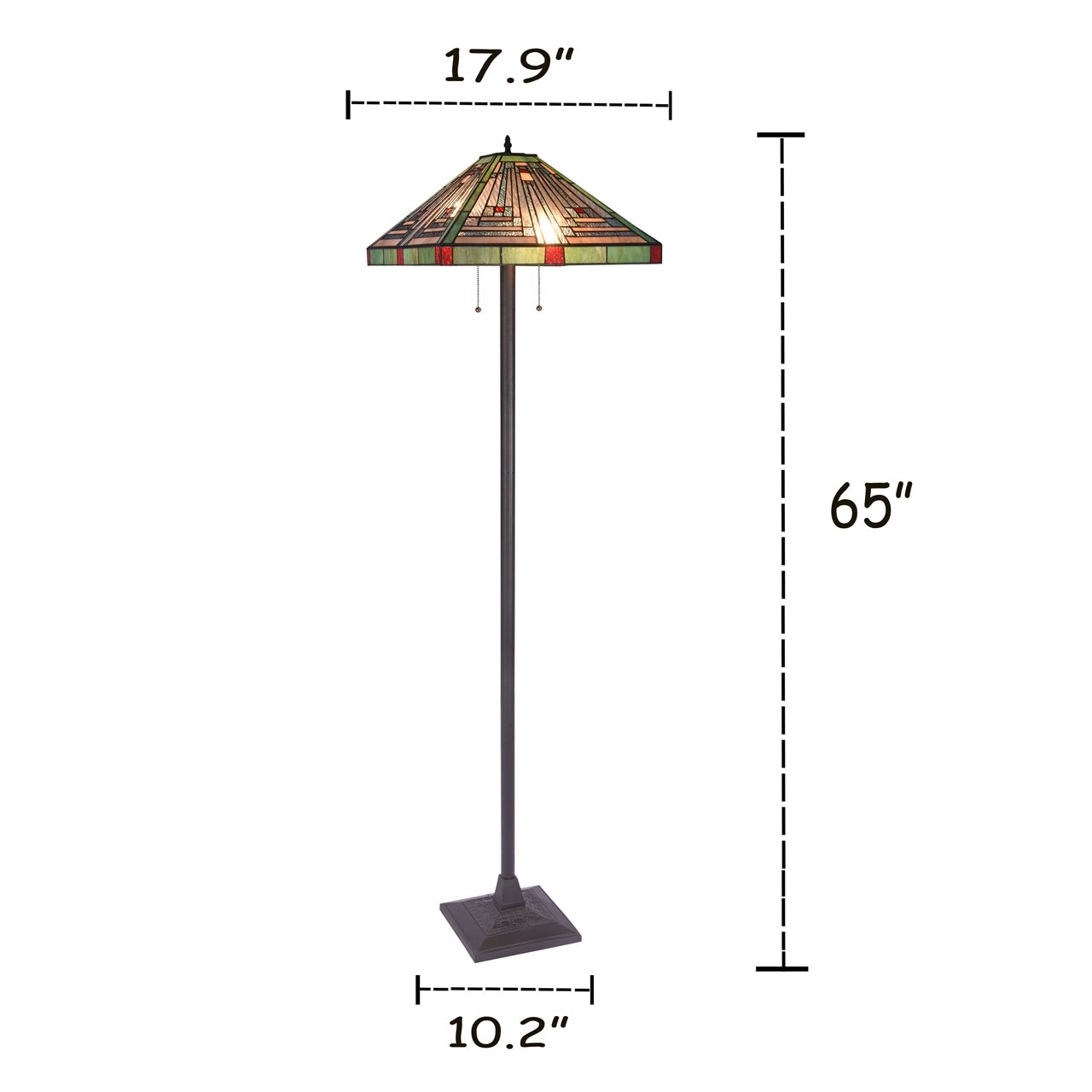 65.6" Antique Vintage Style Stained Glass Mission Floor Lamp