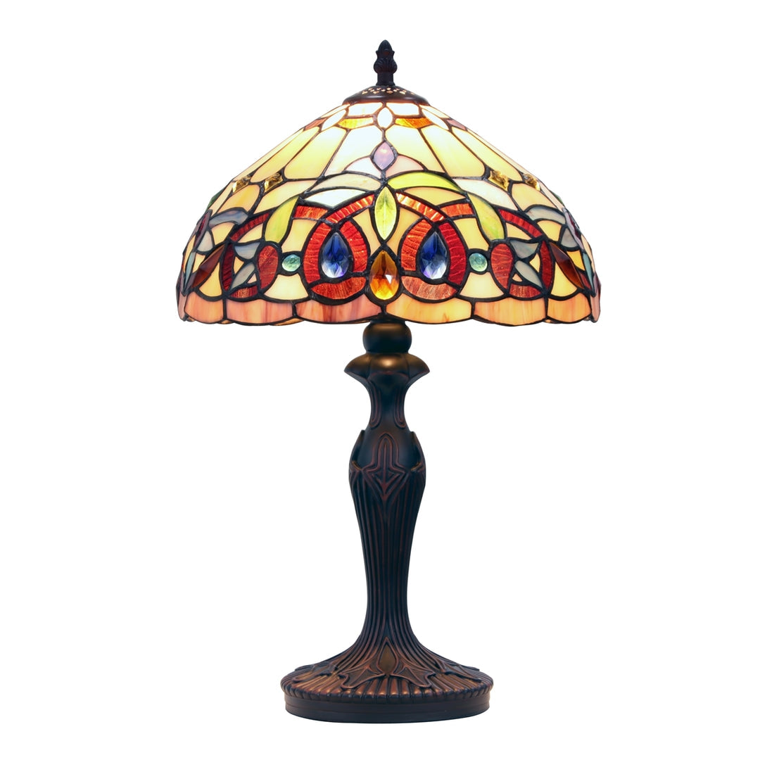 18.7" x 11.61" Victorian Stained Glass Table Lamp