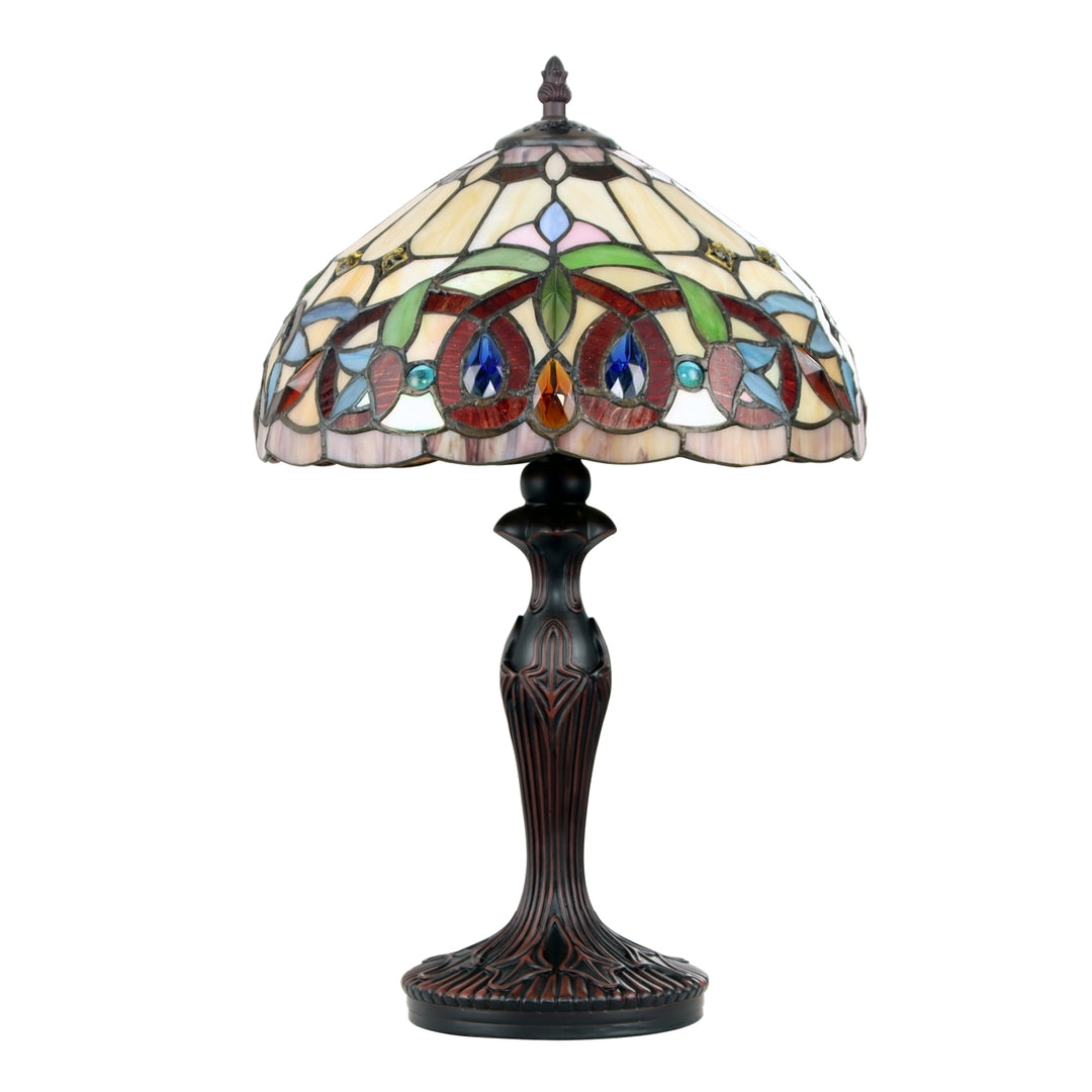 18.7" x 11.61" Victorian Stained Glass Table Lamp