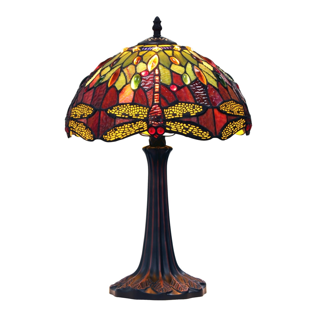 17.91" x 12.01" Dragonfly Stained Glass Table Lamp