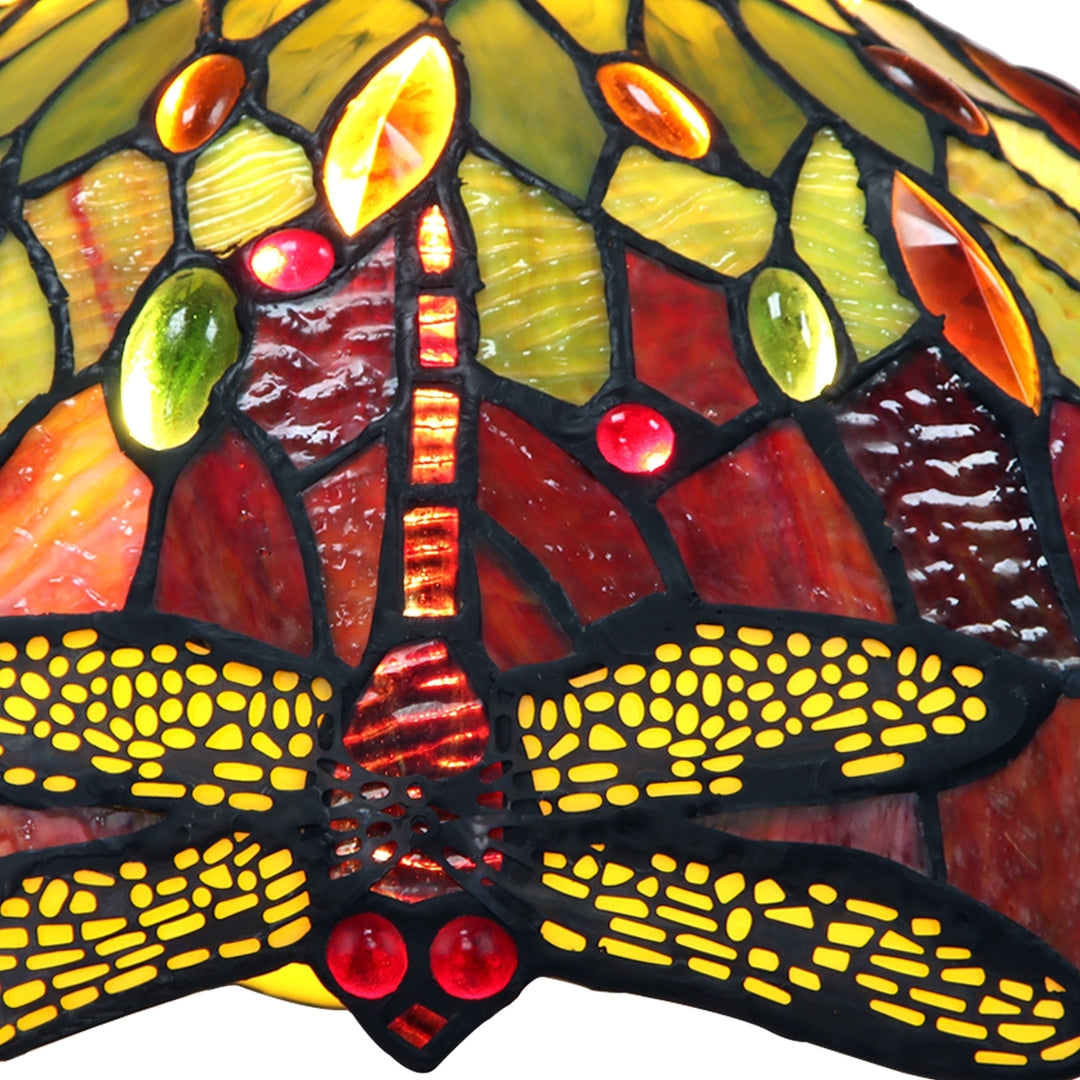 17.91" x 12.01" Dragonfly Stained Glass Table Lamp