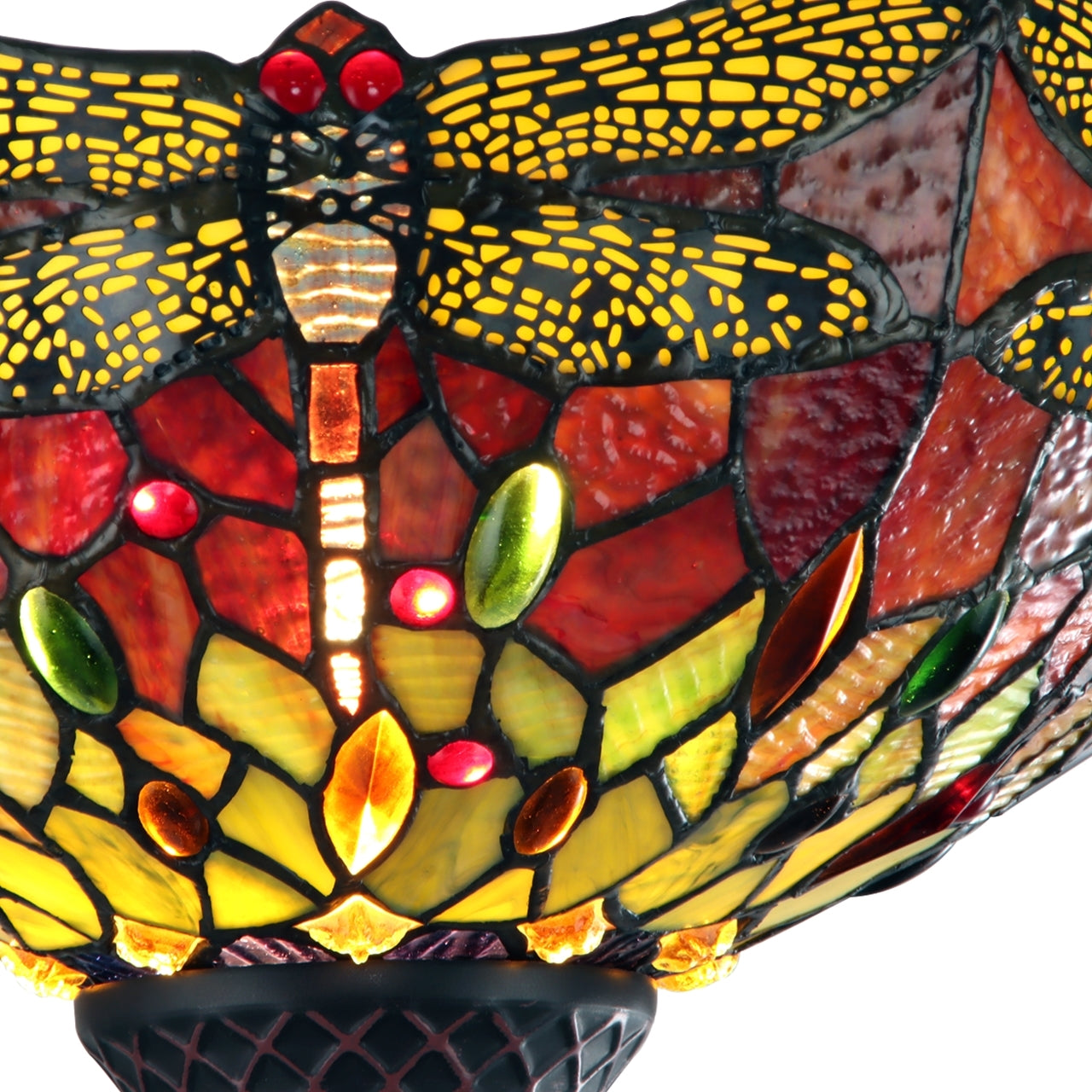 69.49" Antique Vintage Style Stained Glass Floor Lamp