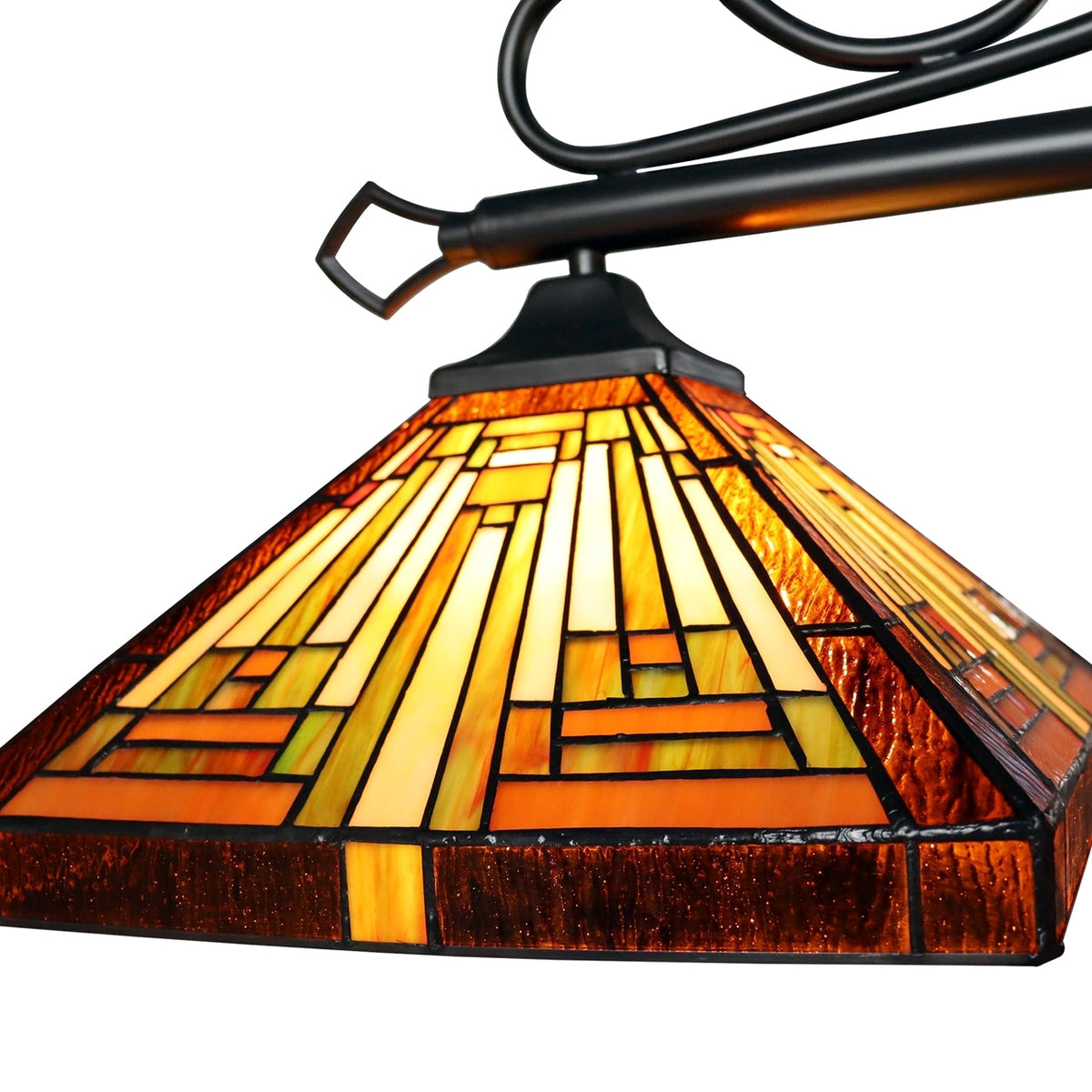 24.5" x 47.24" Mission-Style Stained Glass 3-Light Island Pendant