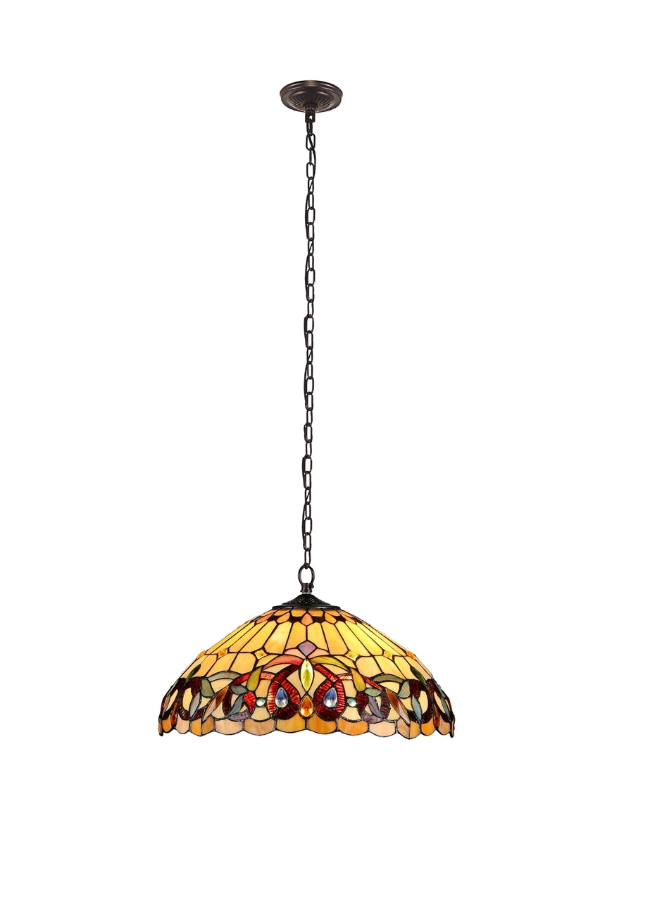 8" x 16" Victorian Stained Glass 2-Light Ceiling Pendant