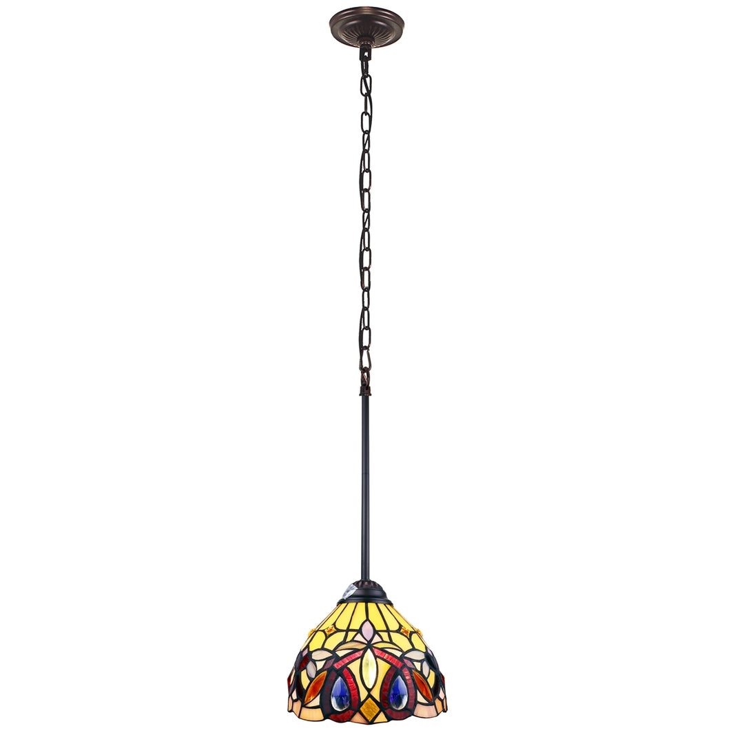 72" x 8" Victorian Stained Glass Mini Pendant