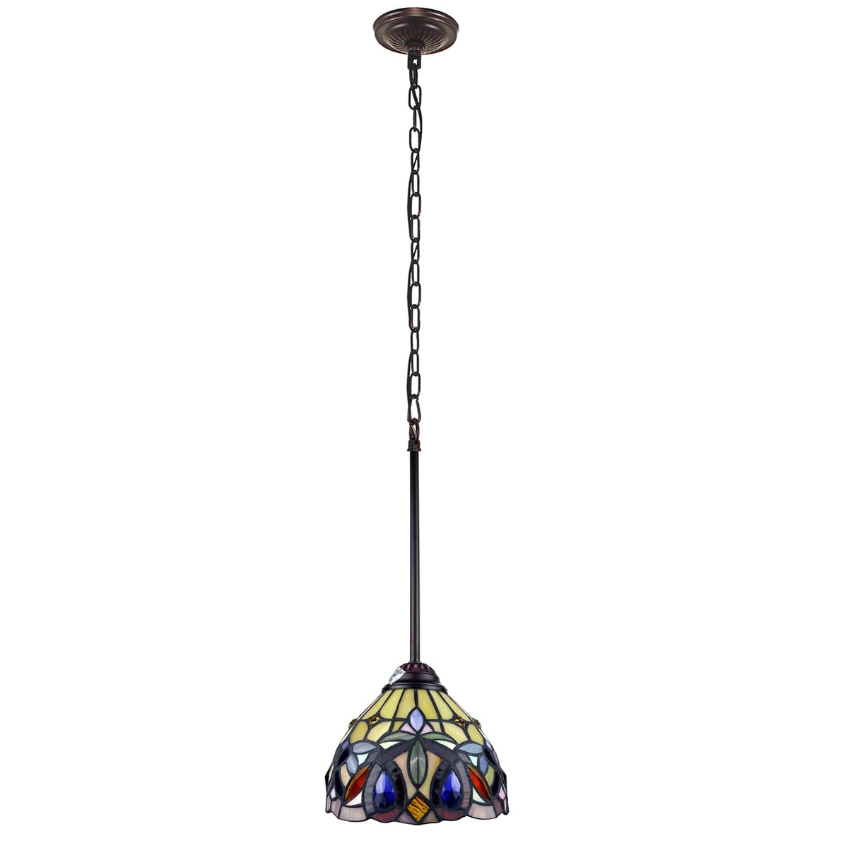 72" x 8" Victorian Stained Glass Mini Pendant