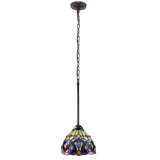 72" x 8" Victorian Stained Glass Mini Pendant