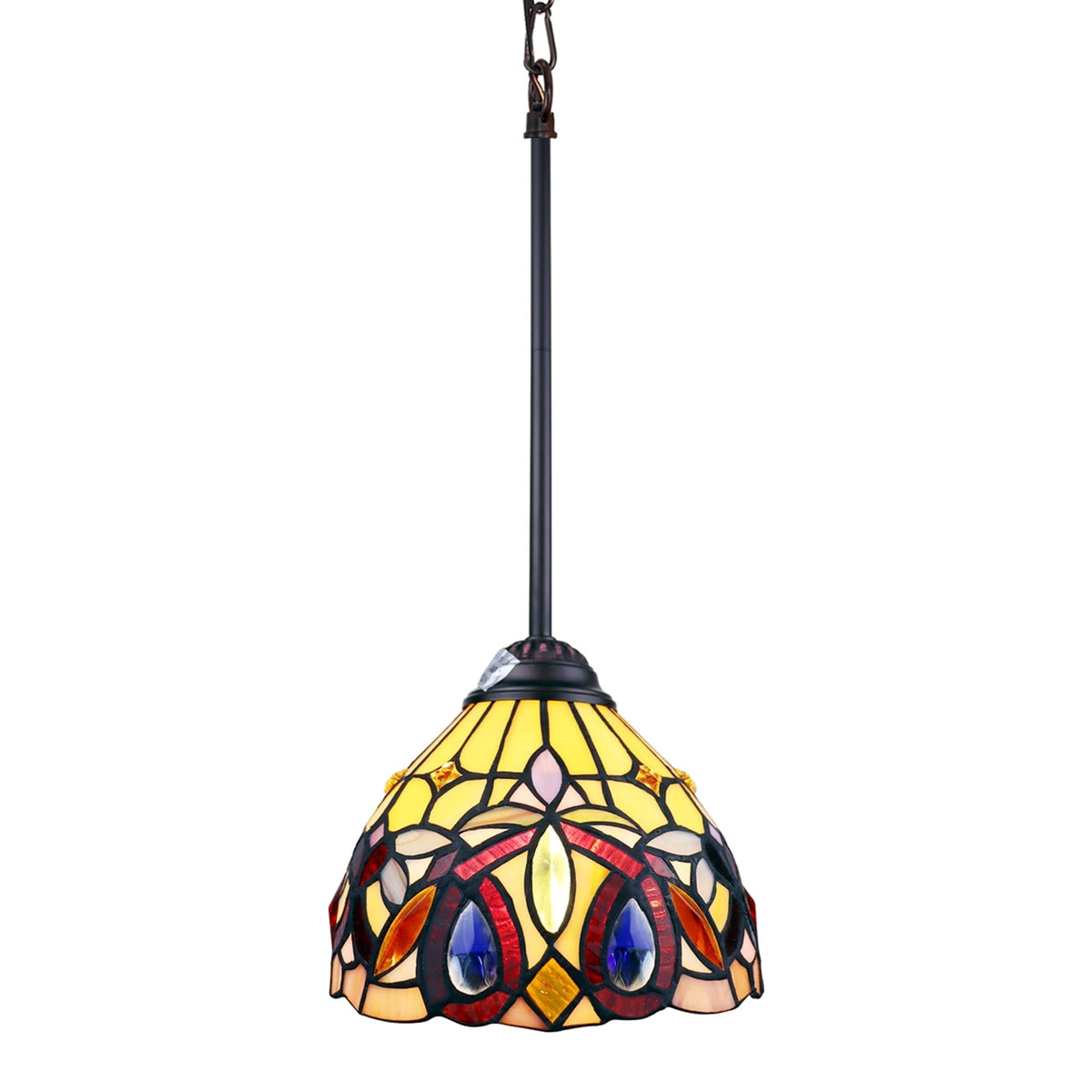 72" x 8" Victorian Stained Glass Mini Pendant