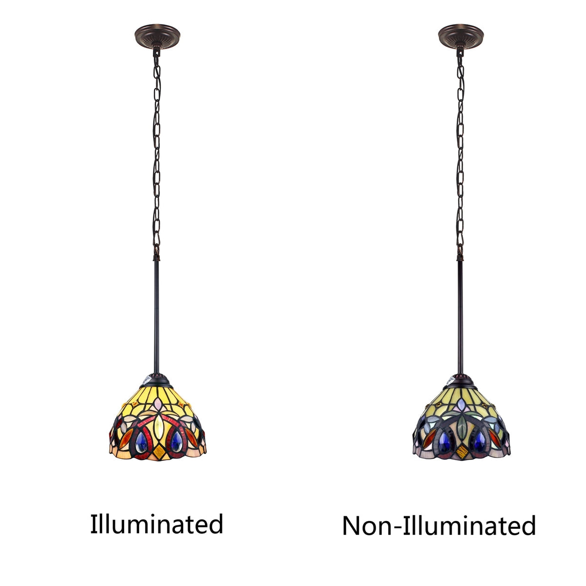 72" x 8" Victorian Stained Glass Mini Pendant