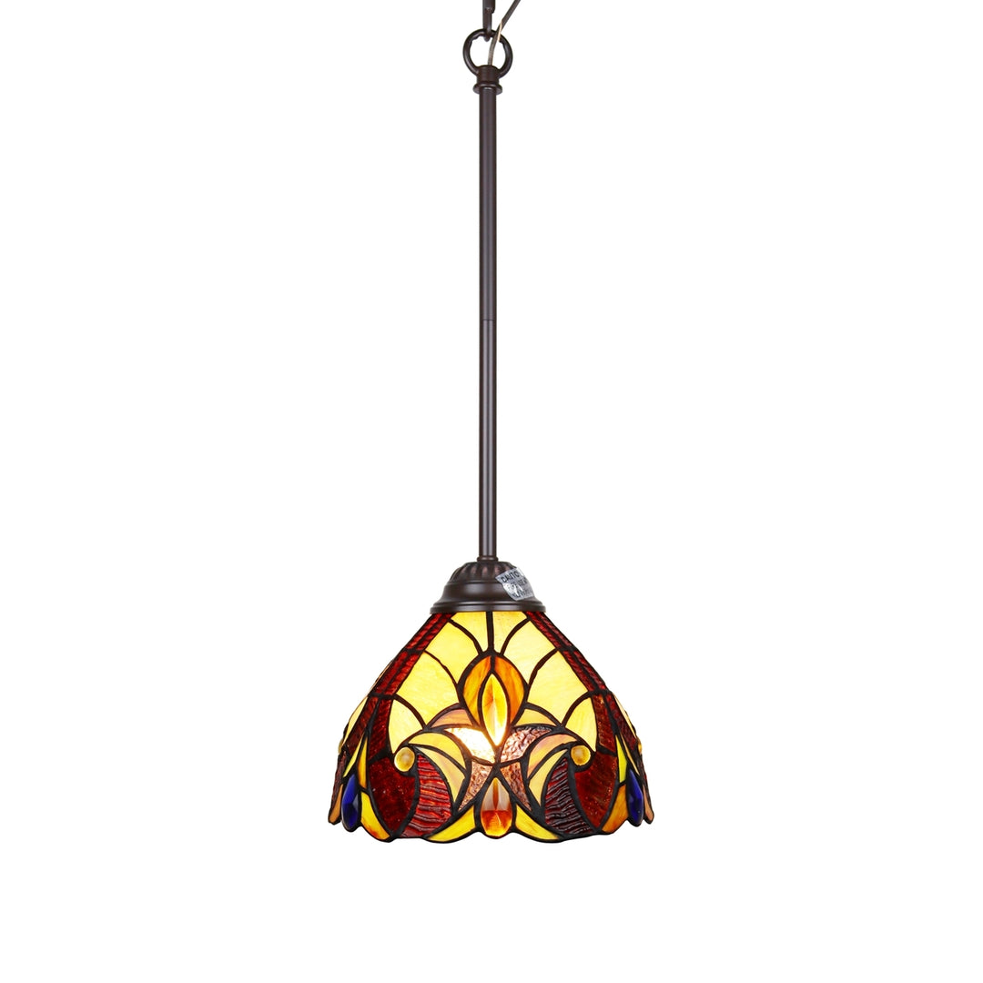 6" x 8" Victorian Stained Glass Mini Pendant