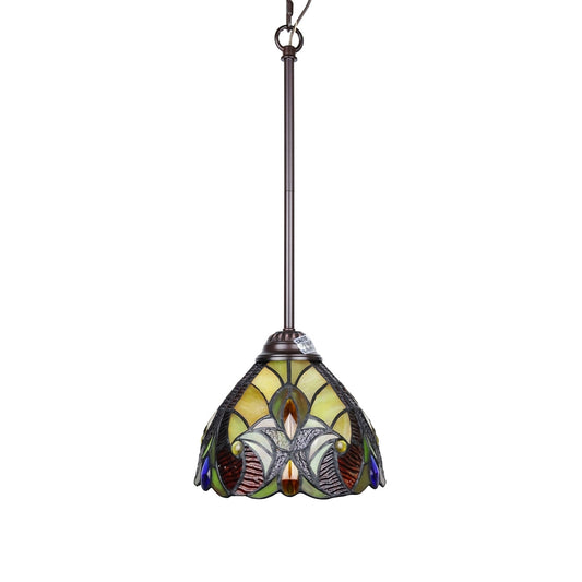 6" x 8" Victorian Stained Glass Mini Pendant