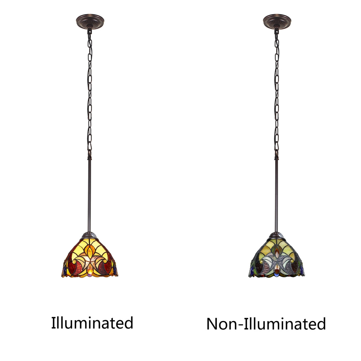 6" x 8" Victorian Stained Glass Mini Pendant
