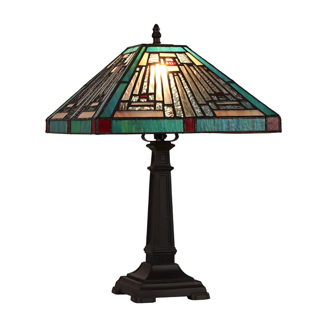 17.91" x 12.01" Mission-Style Stained Glass Table Lamp