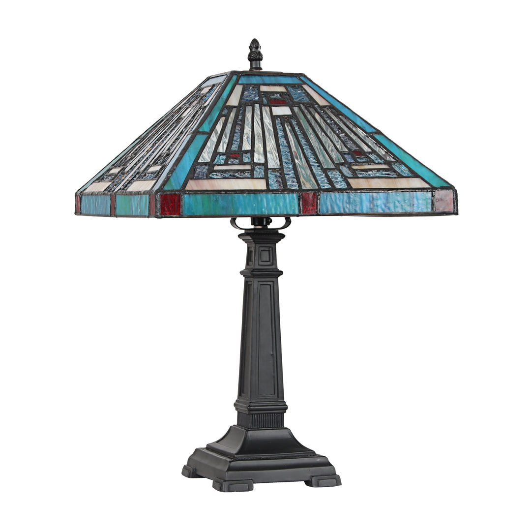 17.91" x 12.01" Mission-Style Stained Glass Table Lamp