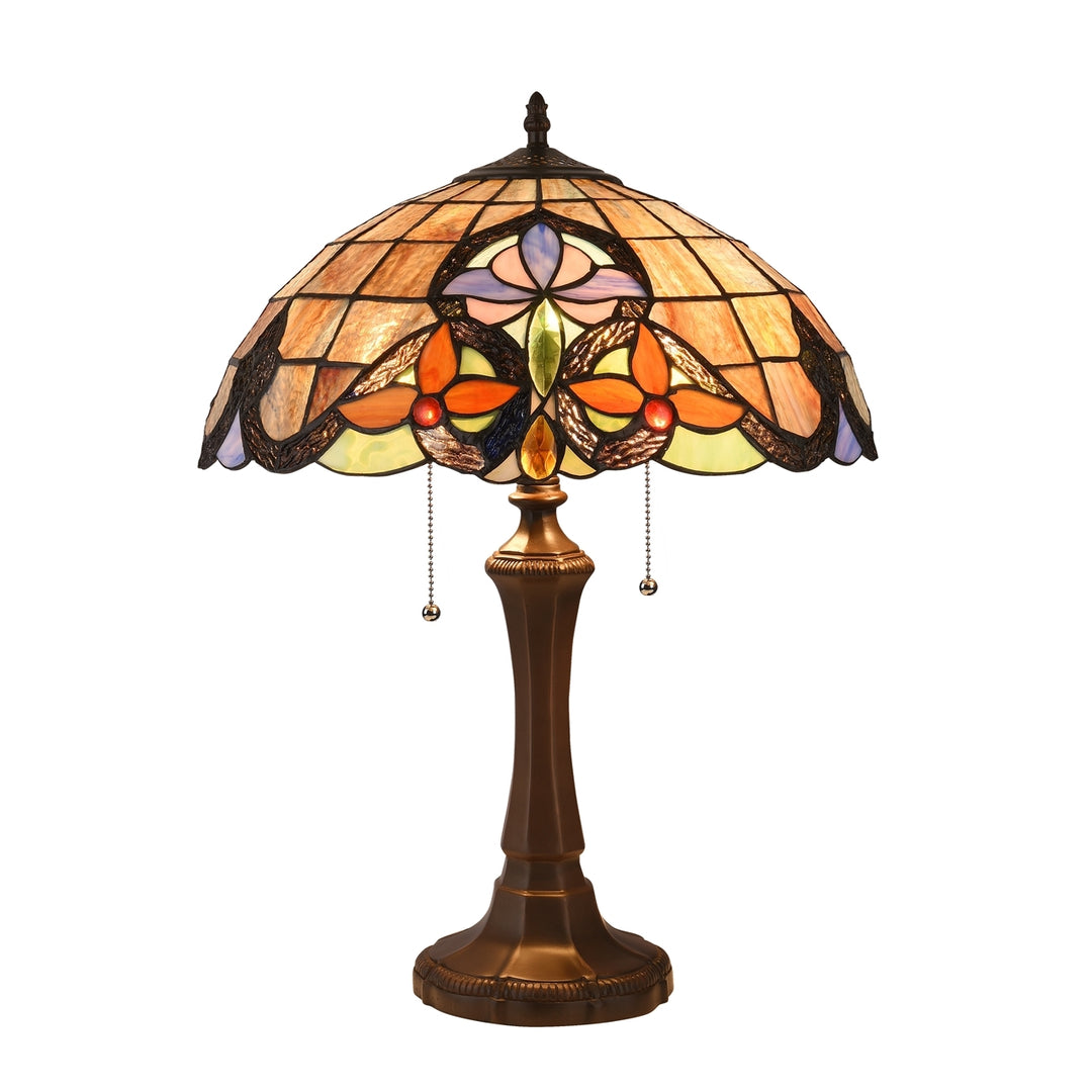 21.65" x 15.94" Victorian Floral Stained Glass Table Lamp