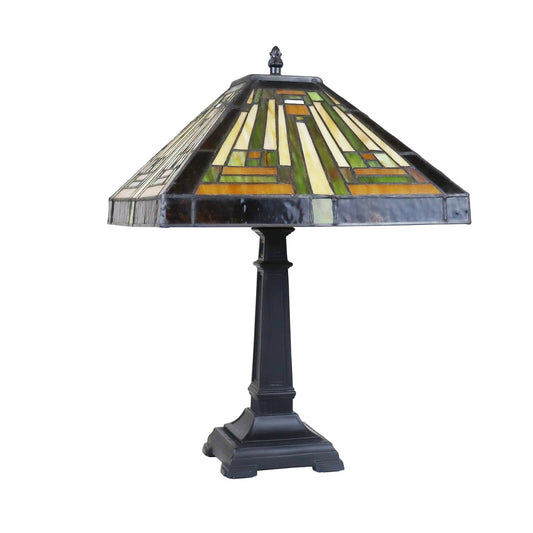 16.8" x 12" Mission-Style Stained Glass Table Lamp