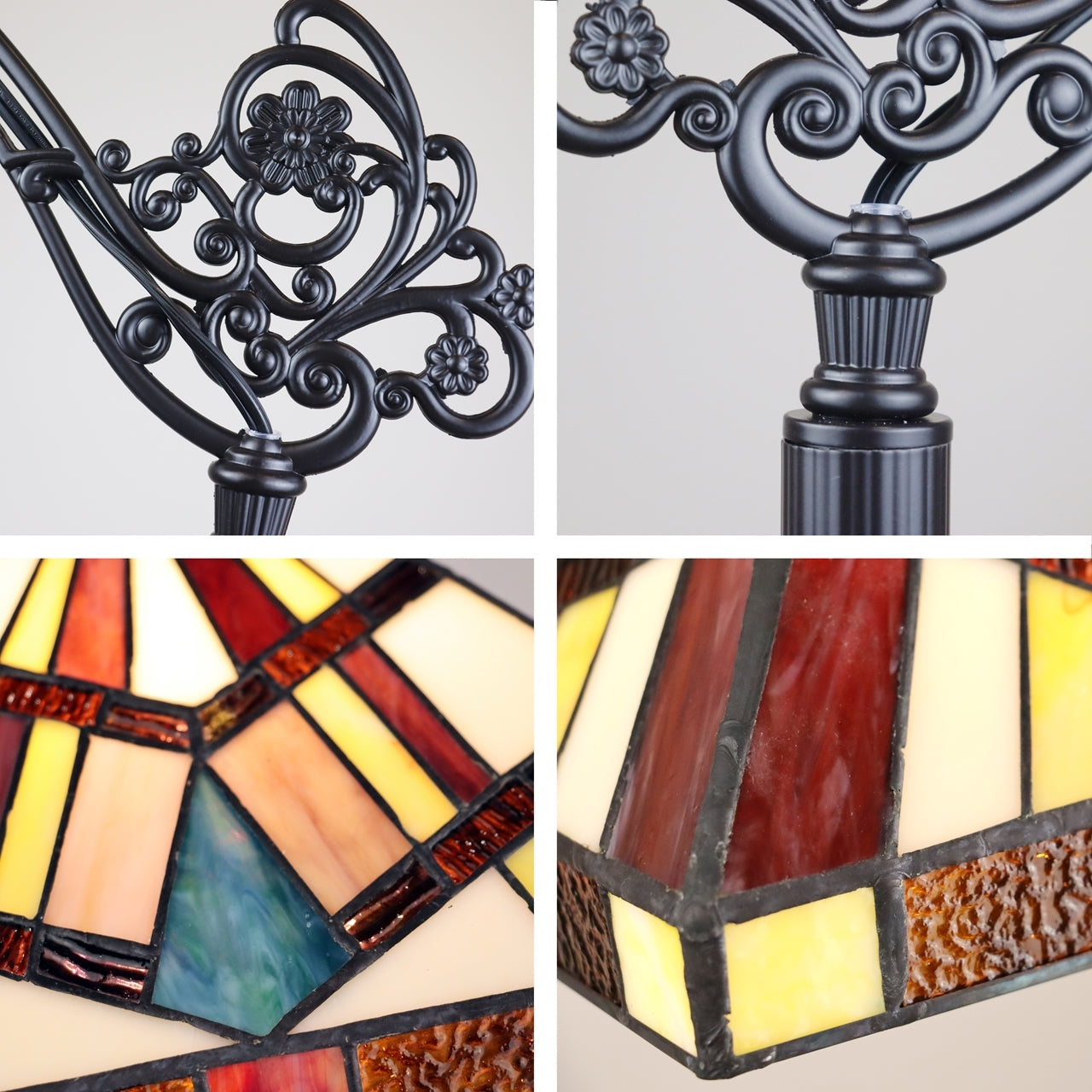 63.9" Antique Vintage Style Stained Glass Reading Floor Lamp