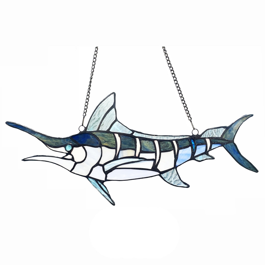 7" x 16" Swordfish Stained Glass Window Suncatcher