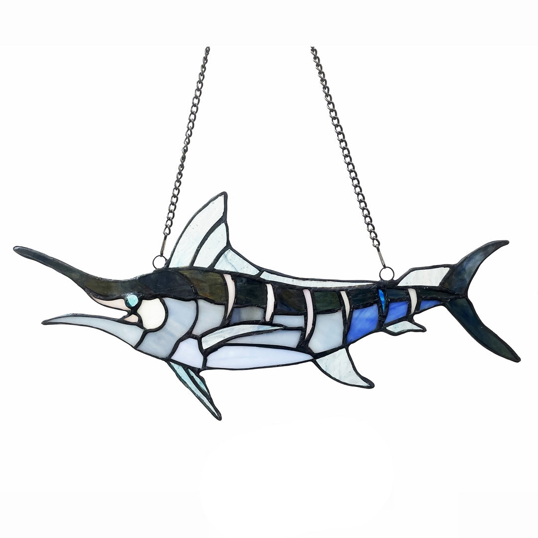 7" x 16" Swordfish Stained Glass Window Suncatcher